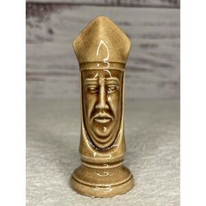 Duncan Mold Glazed Ceramic Chess Replacement Piece Bishop Tan Brown Vintage